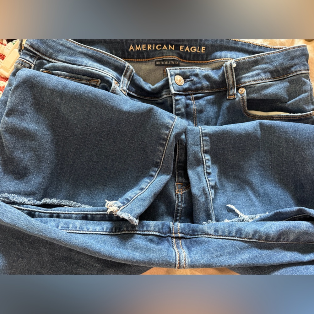 AE Next Level High-Waisted Skinny Kick Jeans /14, Tinted Medium/ - Picture 5 of 8